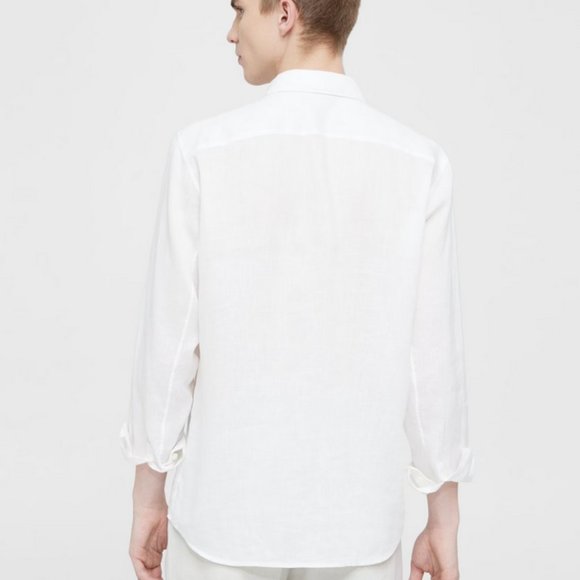 New Theory 100% linen Irving  shirt white shirt , long sleeves, button up summer - Picture 5 of 5